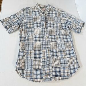 Brooks Brothers Slim Short Sleeve Madras Patchwork Plaid Shirt